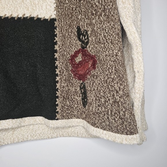 TanJay women's floral knit patchwork pullover sweater - Picture 7 of 10